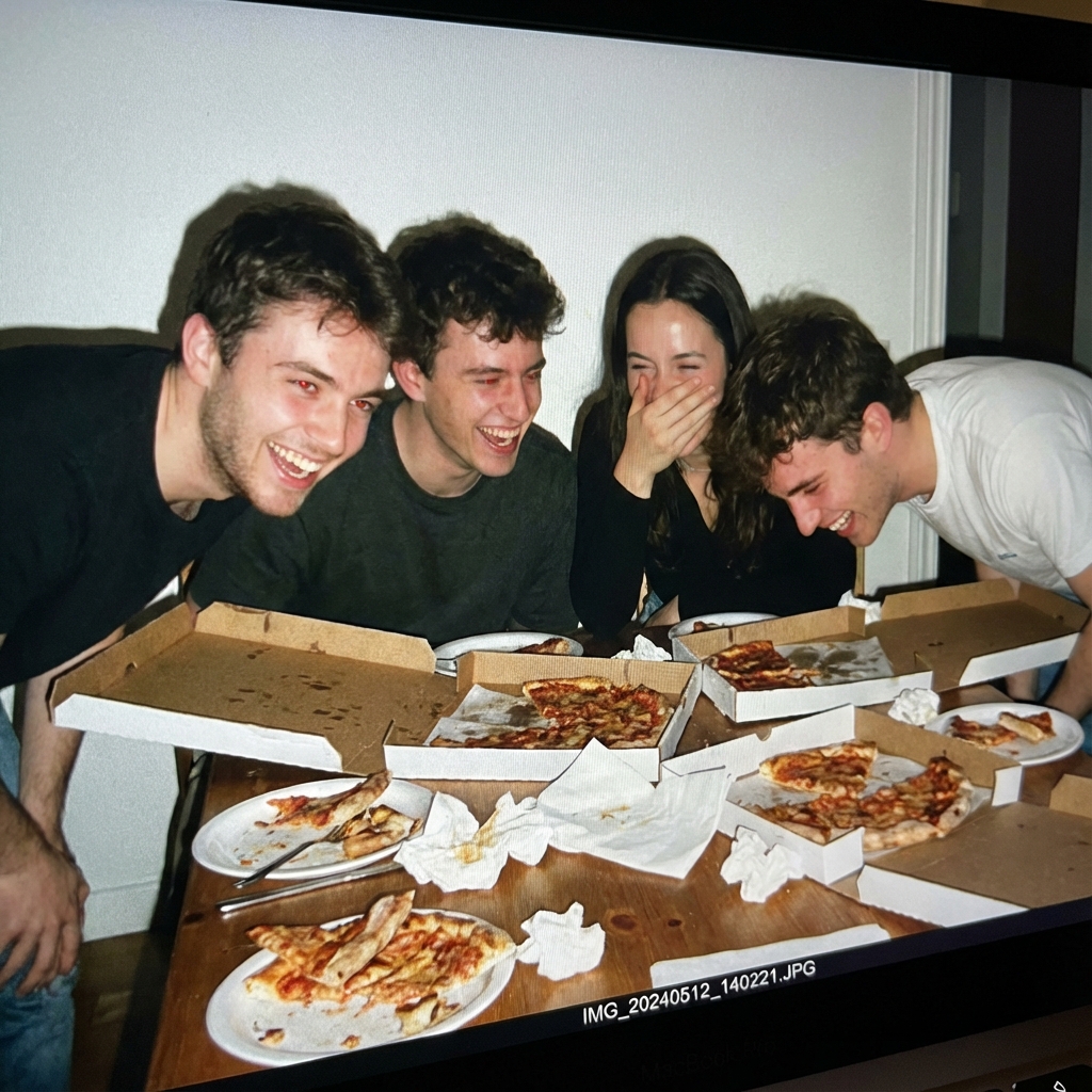 Example of Flux generation using the filename hack showing a messy pizza table