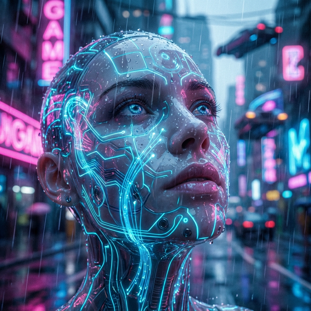 Flux 生成的赛博朋克角色